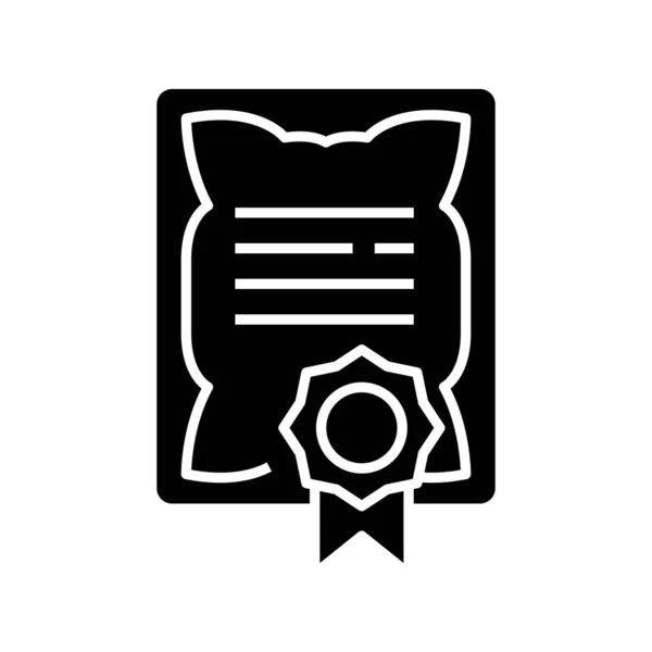 Diploma black icon, concept illustration, vector flat symbol, glyph sign. — Stockvector