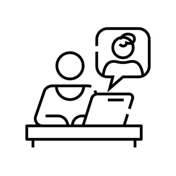 Online discussion line icon, concept sign, outline vector illustration, linear symbol. — ストックベクタ