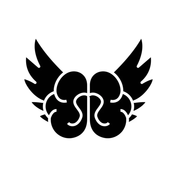 Flying mind black icon, concept illustration, vector flat symbol, glyph sign. — Stok Vektör