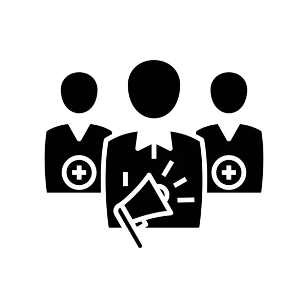 Directeur spraak zwart pictogram, concept illustratie, vector plat symbool, teken van de hiërogliefen. — Stockvector