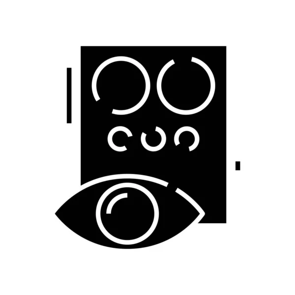 Черный значок для проверки зрения, концептуальная иллюстрация, векторный плоский символ, знак знака . — стоковый вектор
