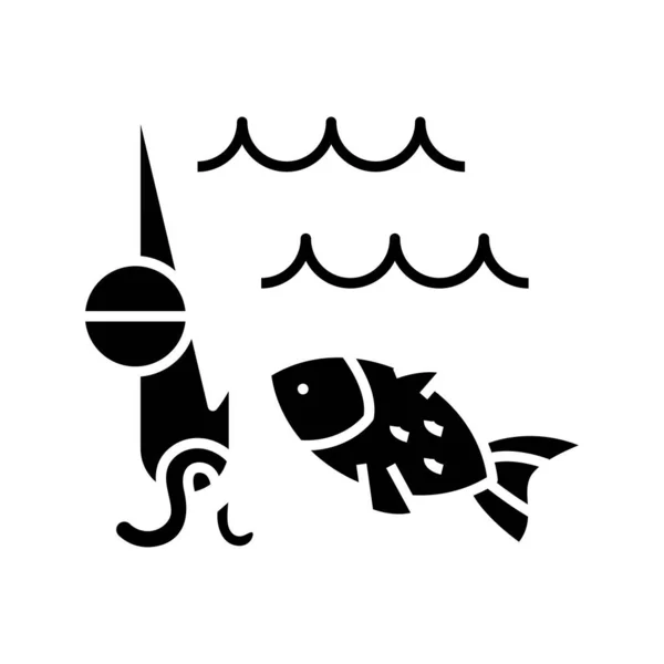 Fishing black icon, concept illustration, vector flat symbol, glyph sign. — Stockvector