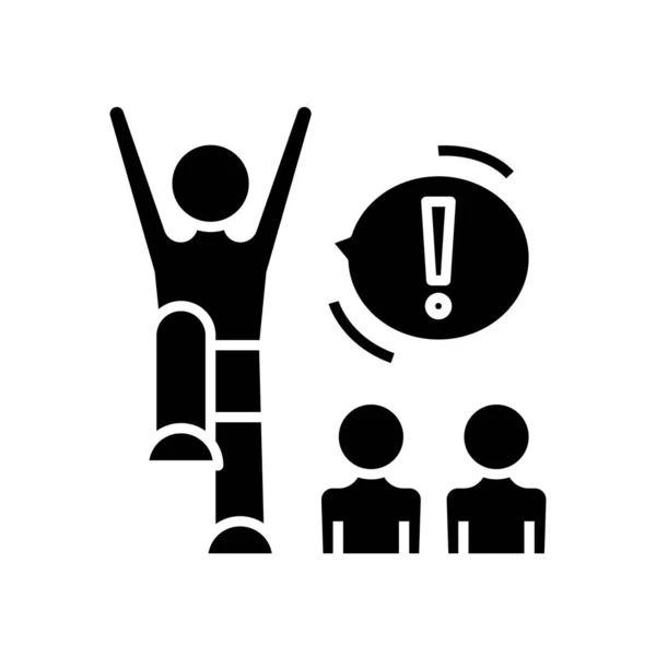Finding solution black icon, concept illustration, vector flat symbol, glyph sign. Stock Illustration