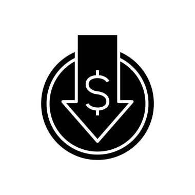 Dicrease profits black icon, concept illustration, vector flat symbol, glyph sign.