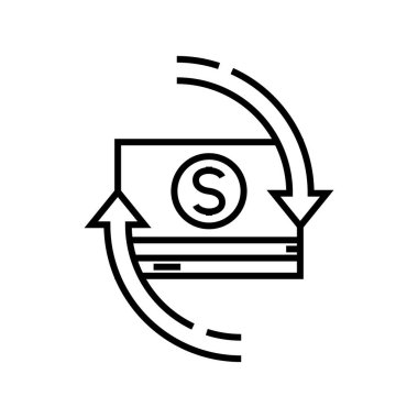 Movimg money line icon, concept sign, outline vector illustration, linear symbol.