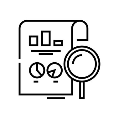 Researching charts line icon, concept sign, outline vector illustration, linear symbol.