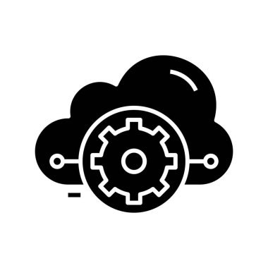 Cloud maintainance black icon, concept illustration, vector flat symbol, glyph sign.