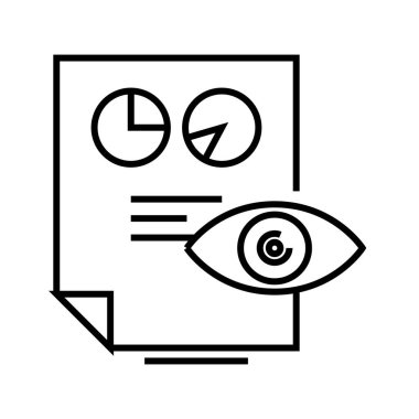 Researching charts line icon, concept sign, outline vector illustration, linear symbol.