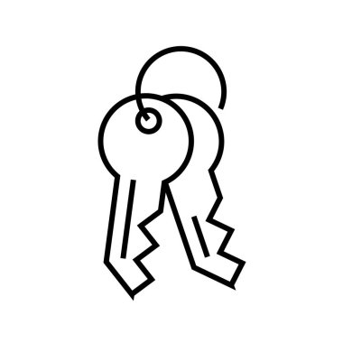 Anahtar satırı simgesi, konsept işareti, ana hatlı vektör çizimi, doğrusal sembol.