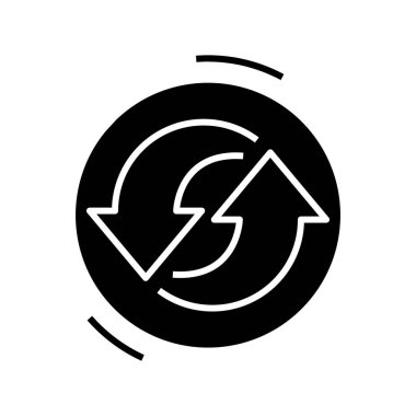 Döngüsel süreç siyah simge, konsept illüstrasyon, vektör düz sembol, sembol işareti.