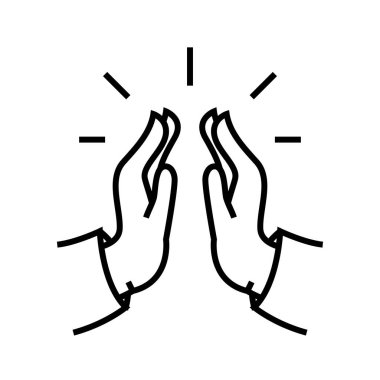 Dua eden hareket çizgisi simgesi, kavram işareti, ana hatlı vektör çizimi, doğrusal sembol.