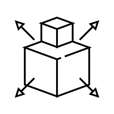 Ürün aktarım çizgisi simgesi, kavram işareti, taslak vektör çizimi, doğrusal sembol.