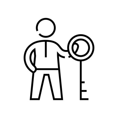 Anahtar avantaj çizgisi simgesi, konsept işareti, ana çizim vektör çizimi, doğrusal sembol.