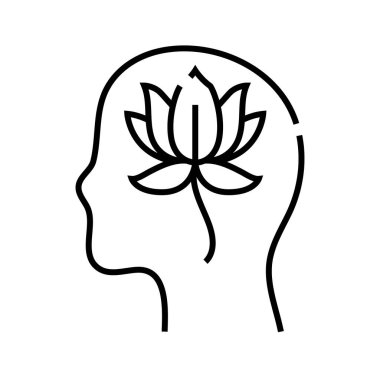 Saf düşünce çizgisi simgesi, kavram işareti, taslak vektör çizimi, doğrusal sembol.