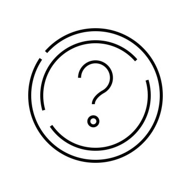 Soru çizgisi simgesi, konsept işareti, taslak vektör çizimi, doğrusal sembol.