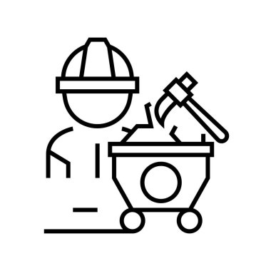 Fiziksel iş çizgisi simgesi, kavram işareti, ana hatlı vektör çizimi, doğrusal sembol.