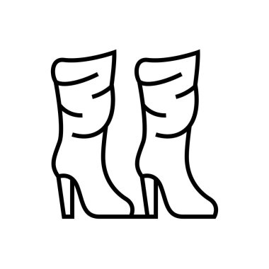 Uzun çizme çizgisi simgesi, konsept işareti, ana hatlı vektör çizimi, doğrusal sembol.