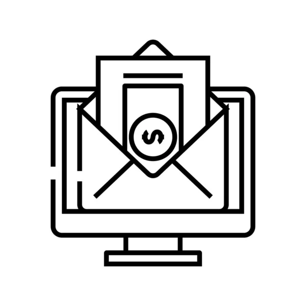 Icono de línea de transferencia de dinero en línea, signo de concepto, ilustración de vector de esquema, símbolo lineal . — Vector de stock