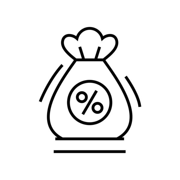 Profits bag line icon, concept sign, outline vector illustration, linear symbol. — ストックベクタ