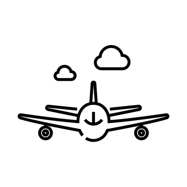 Icono de línea de vuelo plano, signo de concepto, ilustración de vectores de contorno, símbolo lineal . — Archivo Imágenes Vectoriales