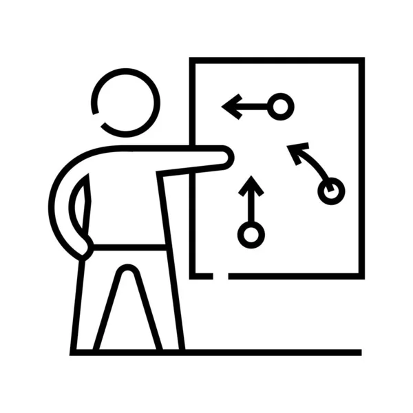 Présentation de l'icône de ligne d'algorithme, signe conceptuel, illustration vectorielle de contour, symbole linéaire . — Image vectorielle