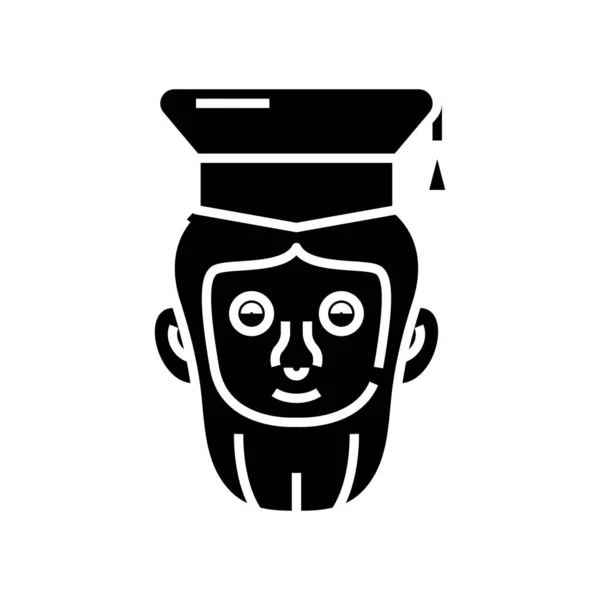 Famous scientist black icon, concept illustration, vector flat symbol, glyph sign. — Stock Vector