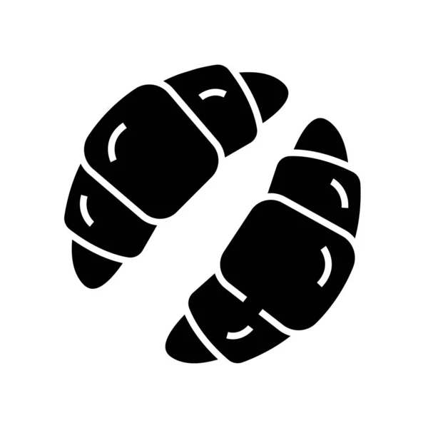 Croissants black icon, concept illustration, vector flat symbol, glyph sign. — Stok Vektör