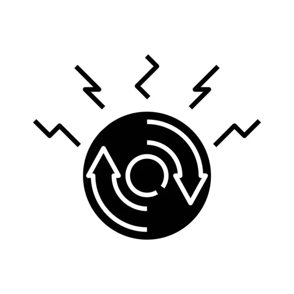 Fietswerk zwart icoon, conceptillustratie, vector vlak symbool, teken hiërogliefen. — Stockvector