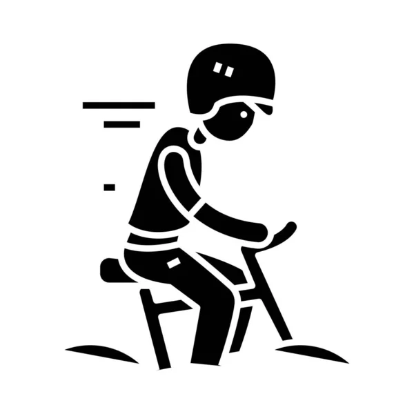 Icône cycliste noire, illustration de concept, symbole plat vectoriel, signe glyphe . — Image vectorielle