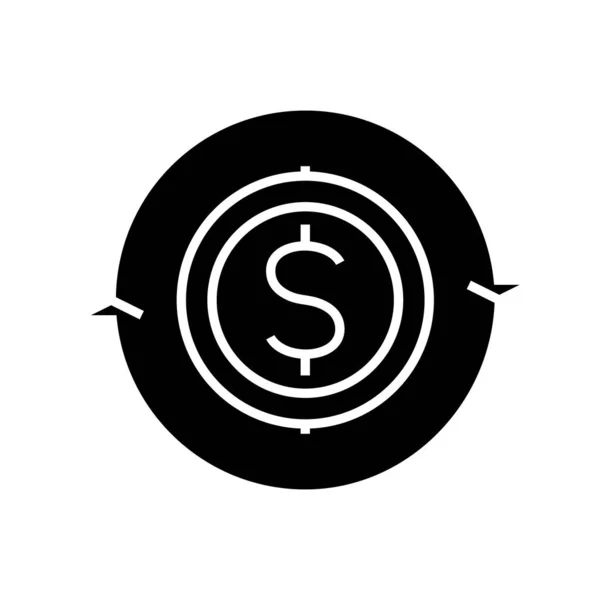 Valutaväxling svart ikon, begrepp illustration, vektor platt symbol, glyf tecken. — Stock vektor