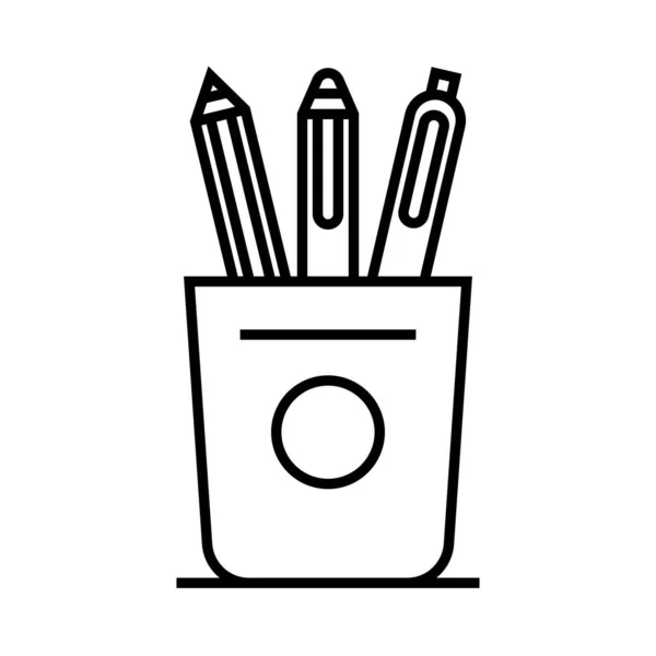 Pennor och pensiller linje ikon, begrepp tecken, kontur vektor illustration, linjär symbol. — Stock vektor
