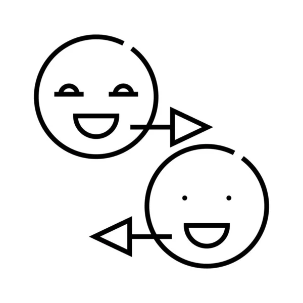 Smějící se úsměv řádek ikona, koncept znamení, obrys vektorové ilustrace, lineární symbol. — Stockový vektor