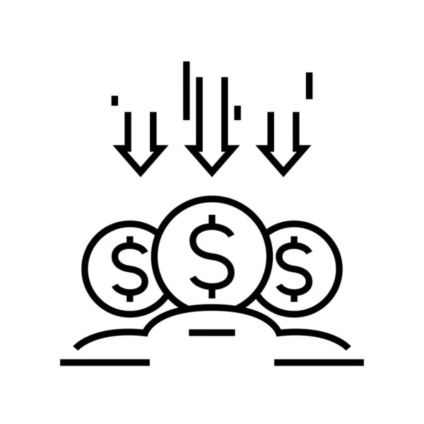 Icône de ligne de diminution de profit, signe de concept, illustration vectorielle de contour, symbole linéaire . — Image vectorielle