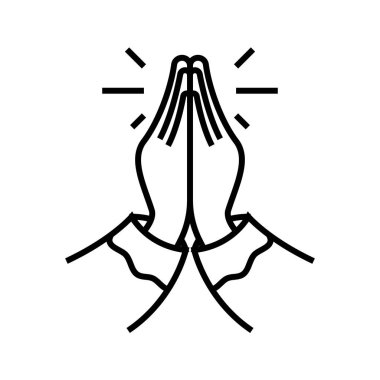 Dua satırı simgesi, kavram işareti, dış hat vektör çizimi, doğrusal sembol.