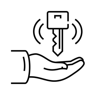 Gerekli tuş çizgisi simgesi, kavram işareti, taslak vektör çizimi, doğrusal sembol.