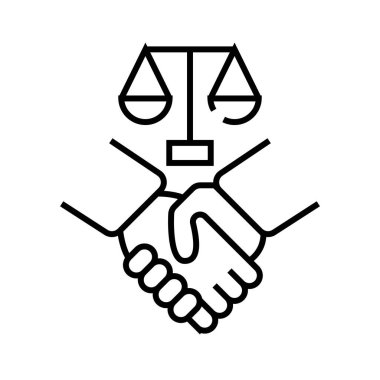 Barış anlaşması çizgisi simgesi, kavram işareti, taslak vektör çizimi, doğrusal sembol.