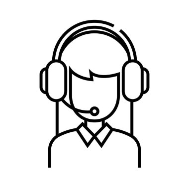 Uzak yardımcı satır simgesi, konsept işareti, özet vektör çizimi, doğrusal sembol.