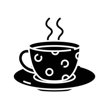 Cup of drink black icon, concept illustration, vector flat symbol, glyph sign.