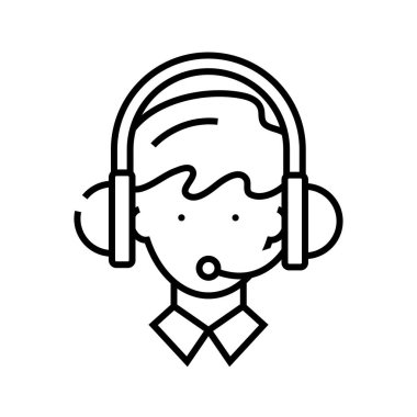 Online assistant line icon, concept sign, outline vector illustration, linear symbol.