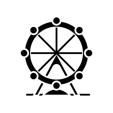 Ferris wheel black icon, concept illustration, vector flat symbol, glyph sign.