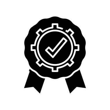 Excellent mark black icon, concept illustration, vector flat symbol, glyph sign.