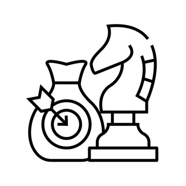 Erişilen hedefler çizgisi simgesi, kavram işareti, özet vektör çizimi, doğrusal sembol.