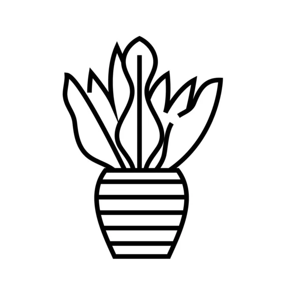 Ikona linii wazonu roślinnego, znak koncepcyjny, ilustracja wektora zarysu, symbol liniowy. — Wektor stockowy