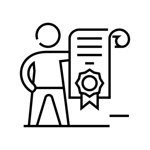 Icono de línea de certificado personal, signo de concepto, ilustración de vectores de esquema, símbolo lineal . — Vector de stock