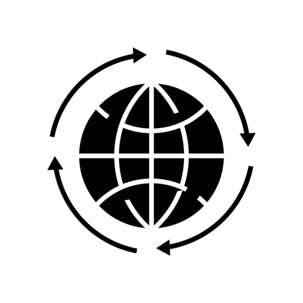Globales Karussell schwarzes Symbol, Konzeptillustration, Vektor flaches Symbol, Glyphen-Zeichen. — Stockvektor