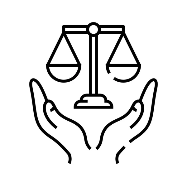 Obietnica ikony linii sprawiedliwości, znak koncepcyjny, ilustracja wektora zarysu, symbol liniowy. — Wektor stockowy