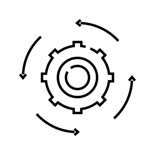 Icono de línea de proceso de mecanización, signo de concepto, ilustración de vector de contorno, símbolo lineal . — Archivo Imágenes Vectoriales