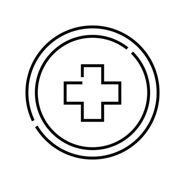 Medicina ayuda icono de línea, signo de concepto, esbozar ilustración vectorial, símbolo lineal . — Vector de stock