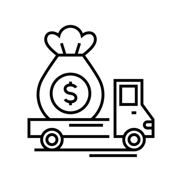 Money delivery line icon, concept sign, outline vector illustration, linear symbol. — Stock vektor