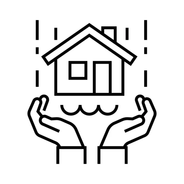 Real estate protection line icon, concept sign, outline vector illustration, linear symbol. — Stockový vektor